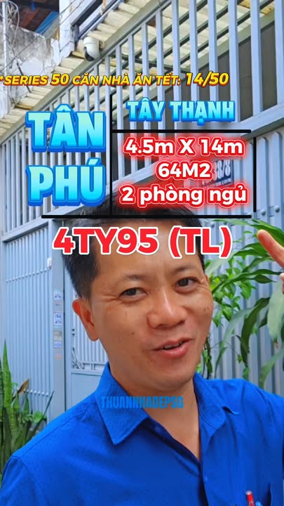 Bán nhà Tây Thạnh Tân Phú 63m² - Ngang 4.5m cực đẹp, ở ngay!