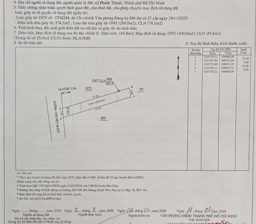 Đất nền Tân Hiệp Phú Giáo 185m² giá hơn 600 triệu - Sổ đỏ sẵn!