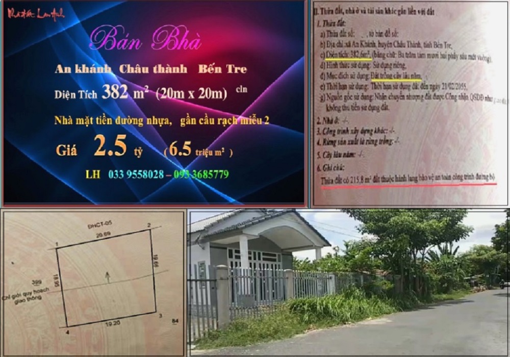 Bán nhà mặt tiền An Khánh Châu Thành 385m² giá 2.5 tỷ vị trí đắc địa