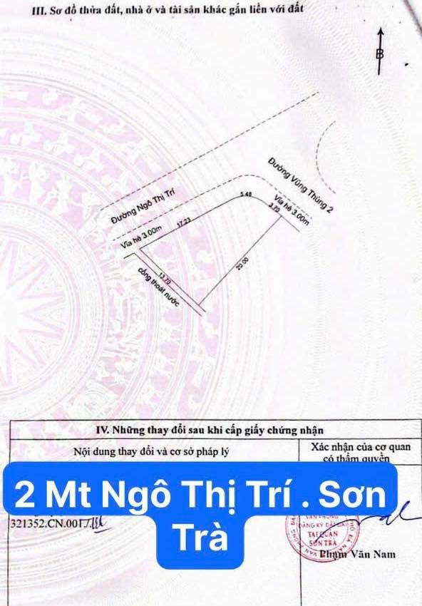 Đất Nền 2 Mặt Tiền Ngô Thì Trí - Sơn Trà, Đà Nẵng - 200m² Hướng Đông Bắc