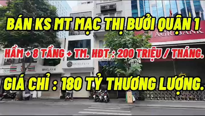 Bán Khách Sạn Mặt Tiền Mạc Thị Bưởi Q1 - 81.8m² - 9 Tầng - 180 Tỷ
