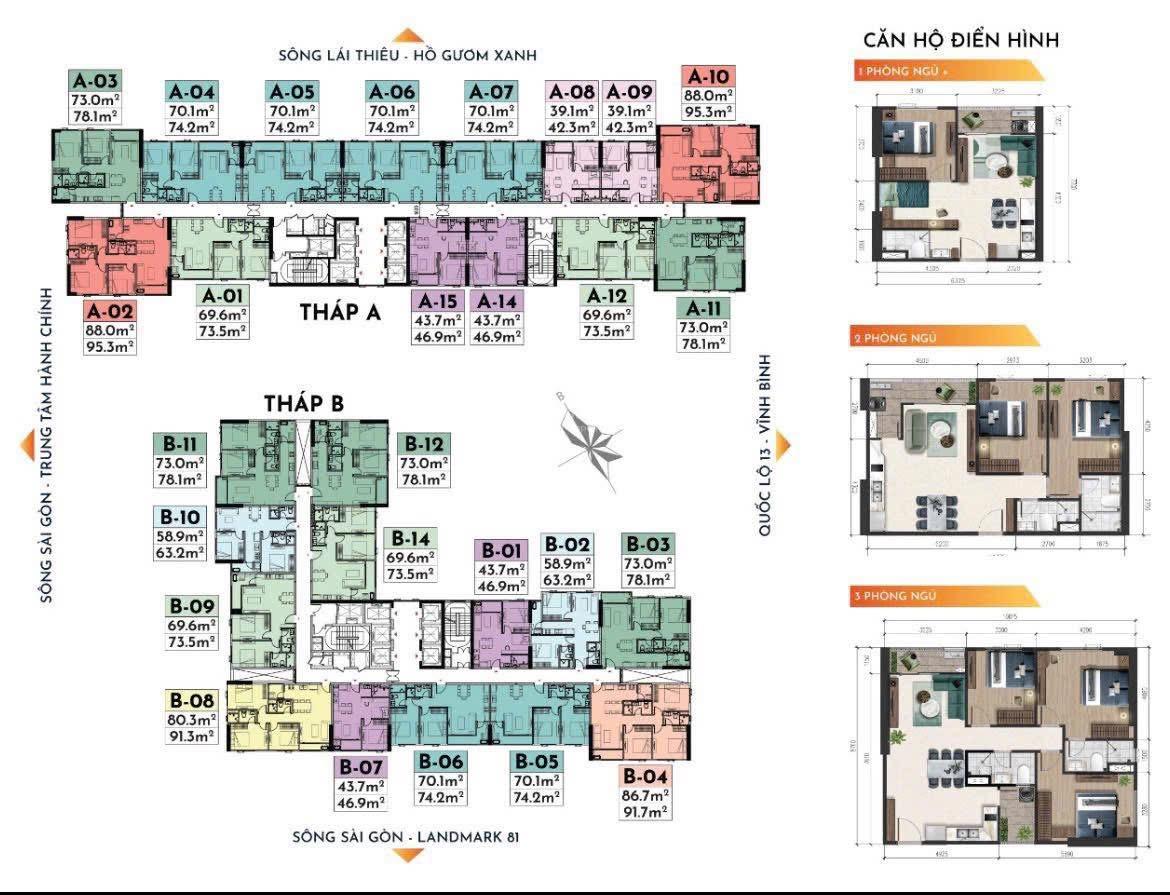 Căn hộ A&T Sky Garden Thuận An 42m²-74m² giá từ 1.8 tỷ - View sông cực đỉnh!