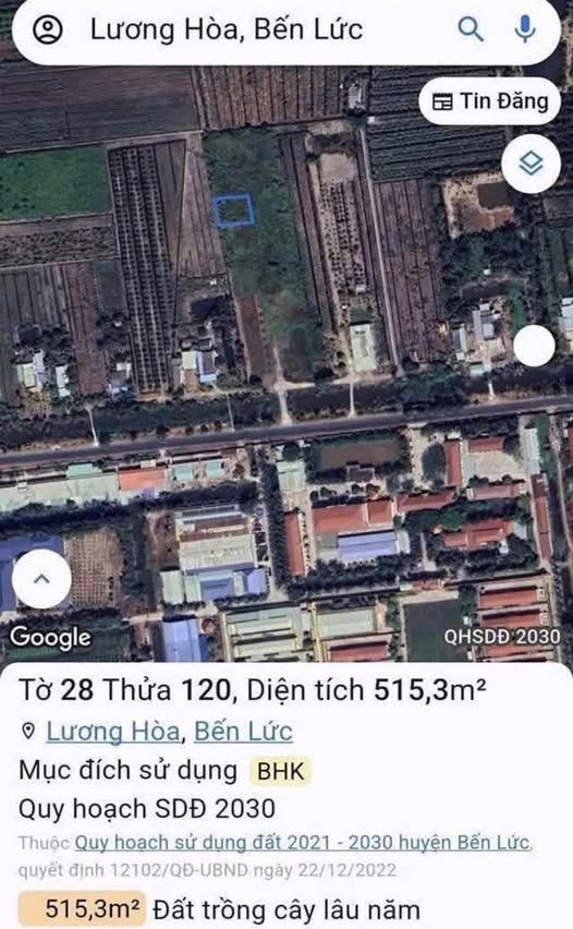 Đất vườn Lương Hòa Bến Lức 500m² giá 700 triệu - Giá đầu tư tốt!