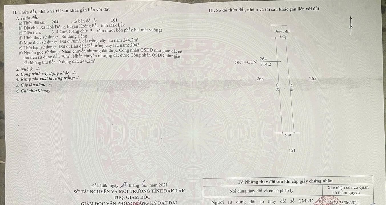 Đất thổ cư 300m² Hoà Đông, Cư Kuin - Giá 690 triệu, sẵn sổ hồng