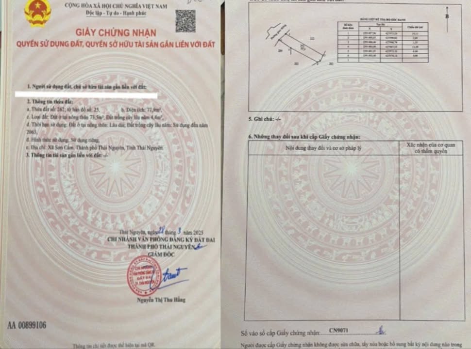 Đất nền Quán Triều, Thái Nguyên - 70m² thổ cư, MT 4m, Hướng Tây Bắc - Giá 7xx Triệu