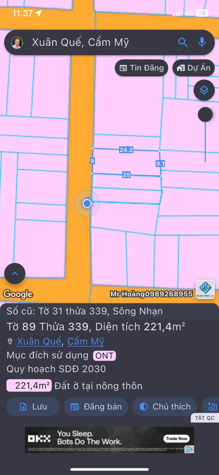 Đất nền Xuân Quế 221m² giá 2.5 tỷ - Thổ cư 100% cực đẹp!