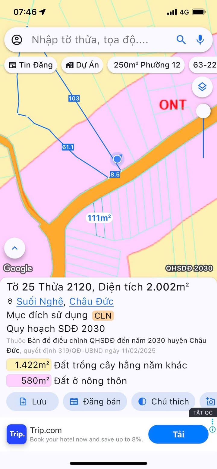 Bán 720m² đất đầu tư Xã Suối Nghệ, H. Châu Đức - Gần KCN Châu Đức