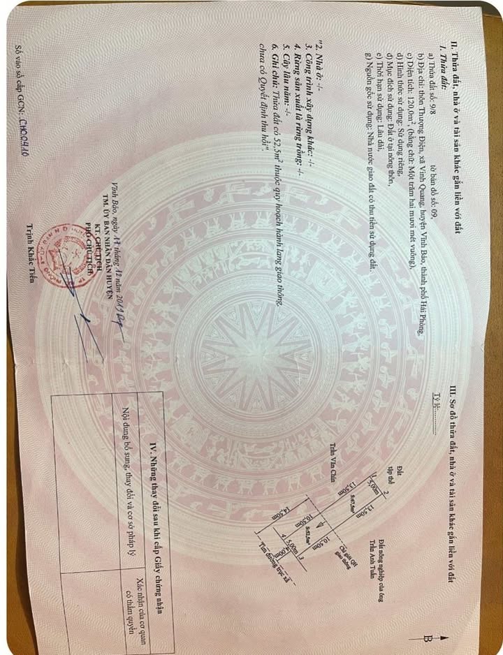 Đất Nền Vĩnh Bảo 120m² Sổ Đỏ - Giá Chỉ 1 Tỷ