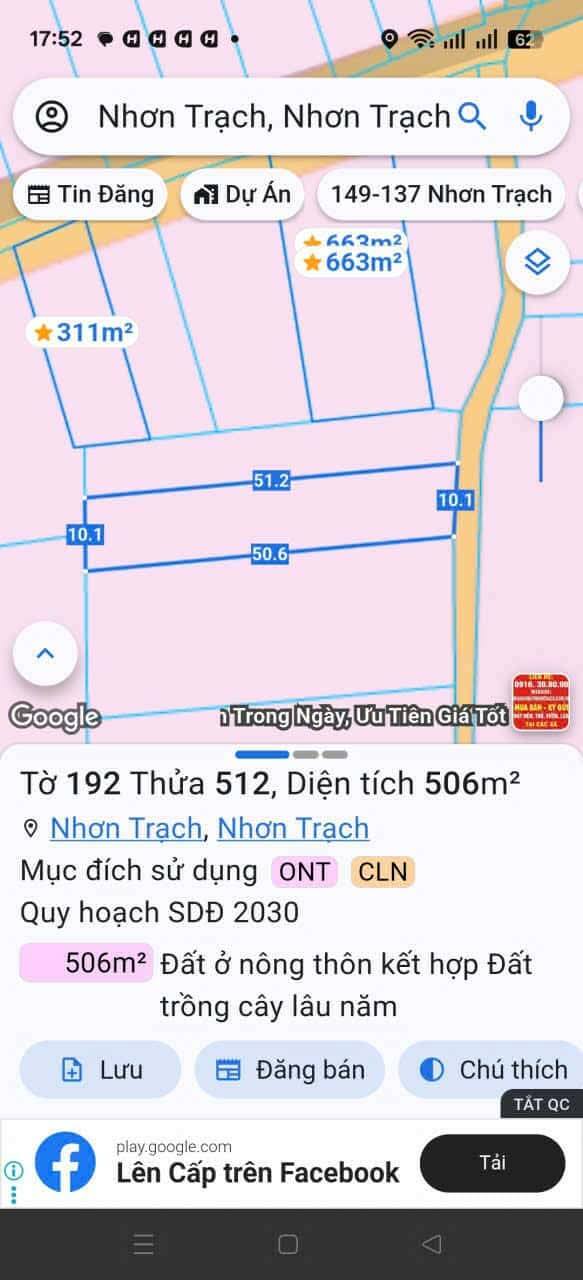 Đất nền Nhơn Trạch 500m² giá 6 tỷ - Pháp lý rõ ràng