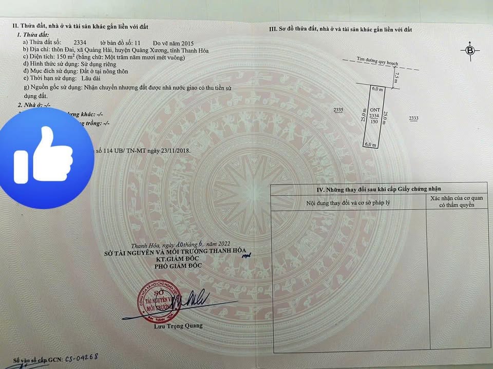 Đất nền Quảng Hải Quảng Xương 150m² giá 600 triệu - Sổ đỏ chính chủ