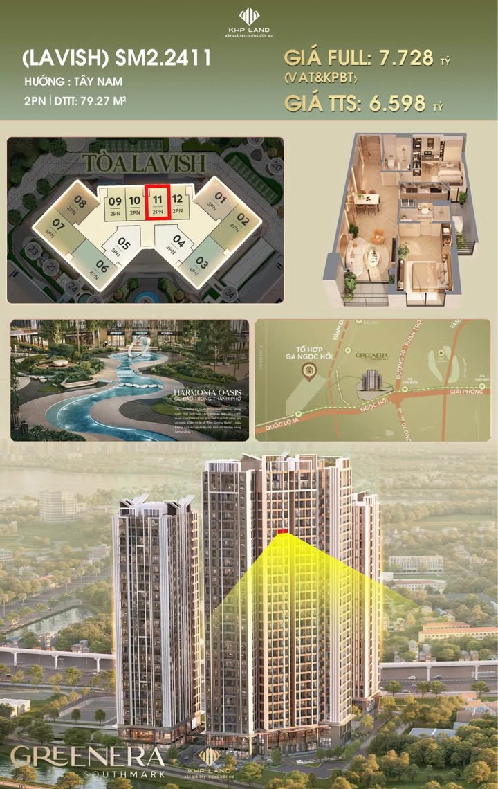 Căn hộ Lavish Greenera Southmark 79m² - View Nam Sang trọng