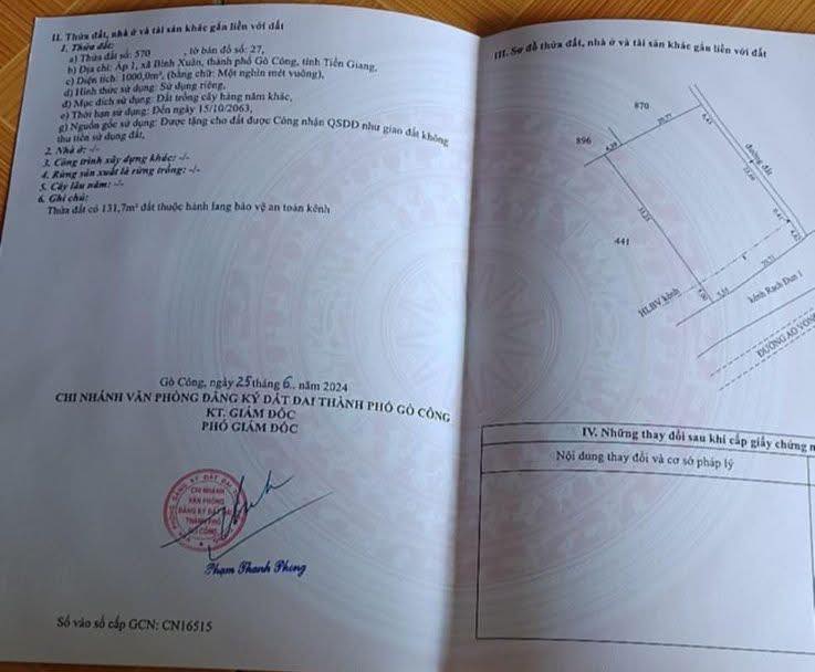 Đất nền Gò Công Đông 409m² - Sổ đỏ chính chủ, giá 540 triệu