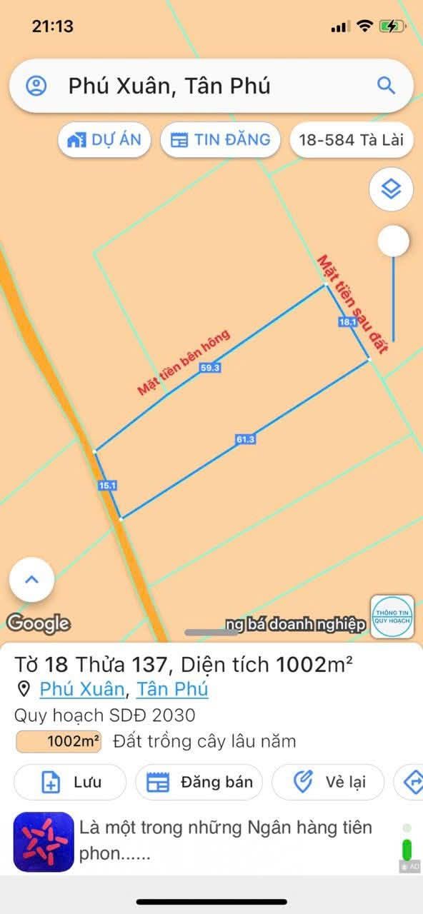 Bán đất vườn Tân Phú Đồng Nai 975m² giá 850 triệu - Sổ đỏ chính chủ