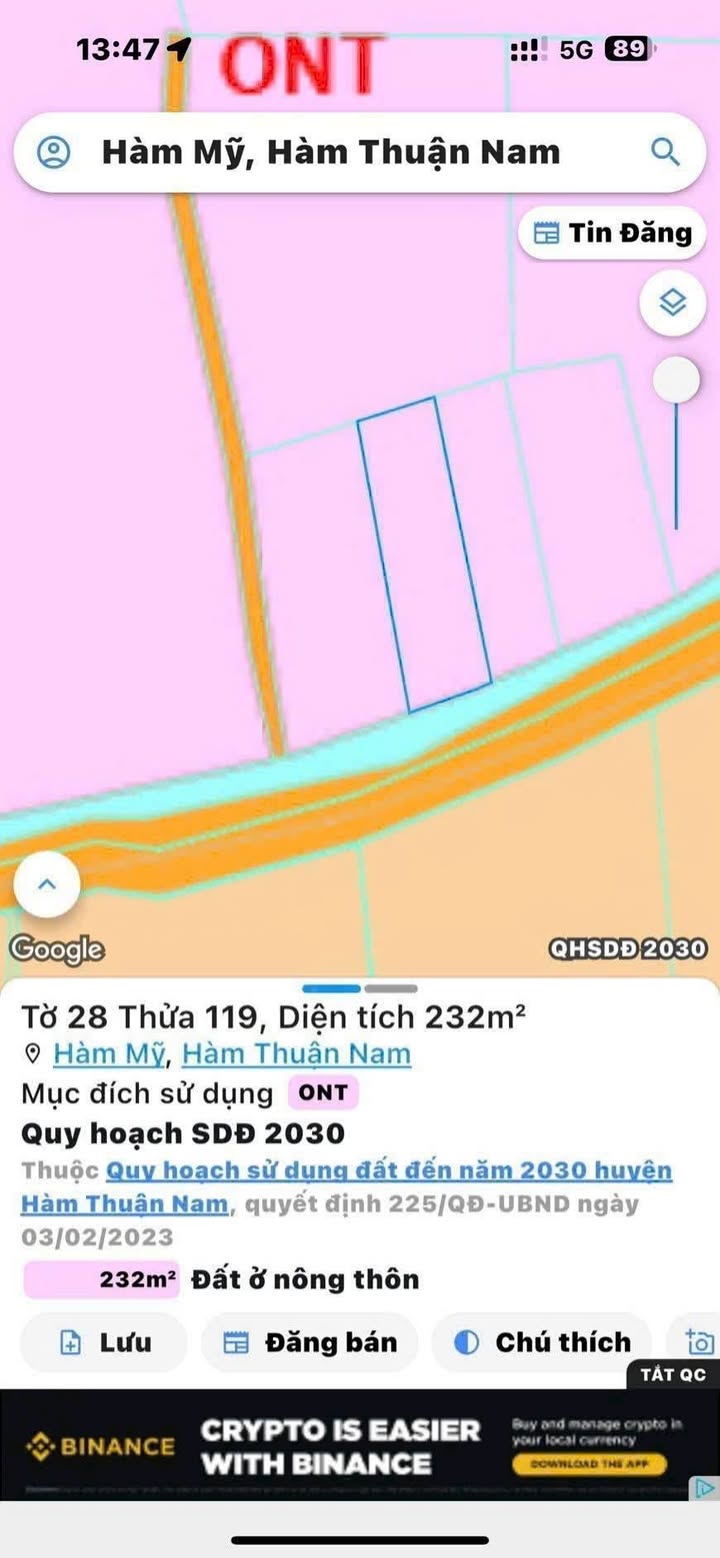 Đất nền 230m² mặt tiền đường thông Hàm Tiến Lợi, Bình Thuận - Giá 750 triệu