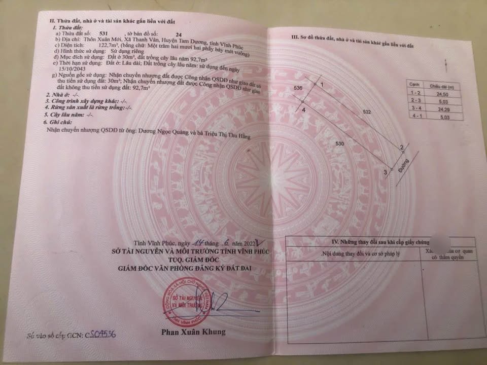 Đất nền Thanh Vân Tam Dương 122m² giá 900 triệu - Sổ đỏ chính chủ