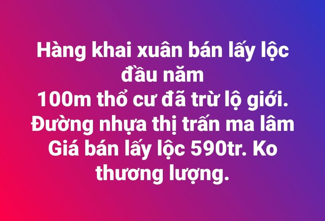 Đất thổ cư 100m² đường nhựa TT Ma Lâm, Bình Thuận - Sổ đỏ sẵn sàng giao dịch