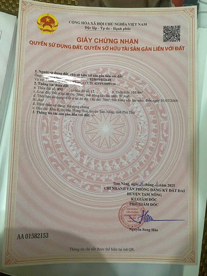 Bán đất Hưng Hóa Tam Nông 151m² - Sổ đỏ sẵn, đường ô tô tránh