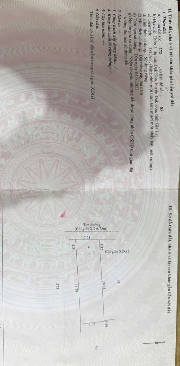 Đất Mặt Tiền Lê Lai Đăk Đoa - 168m² Hướng Tây - Giá Đầu Tư