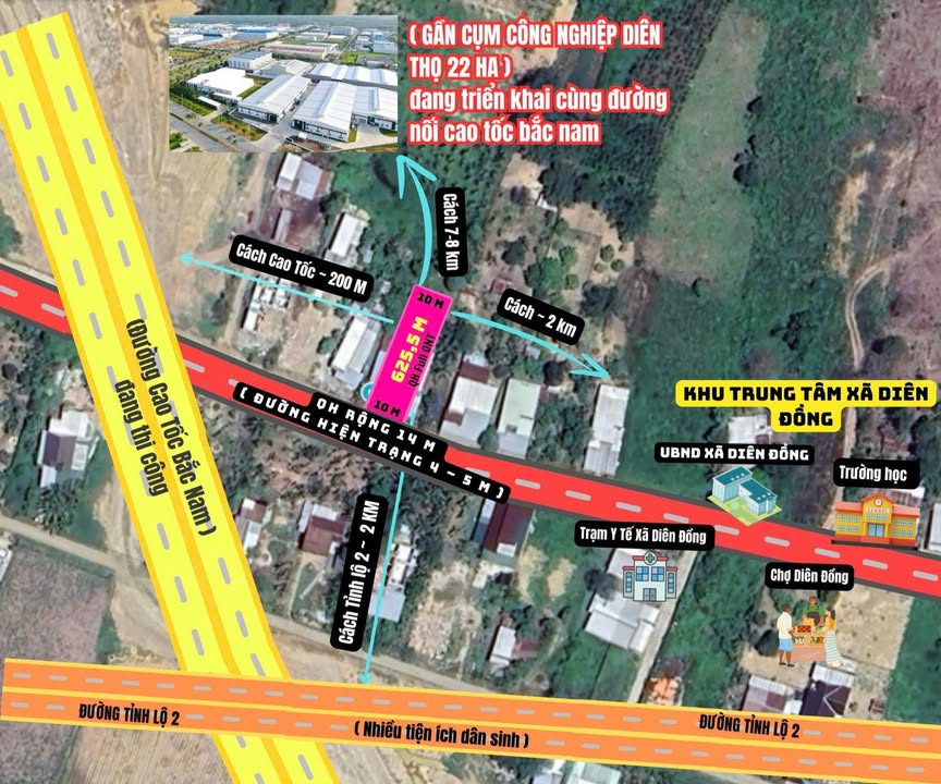 Đất nền Diên Đồng, Diên Khánh 625.5m² - Sổ đỏ chính chủ