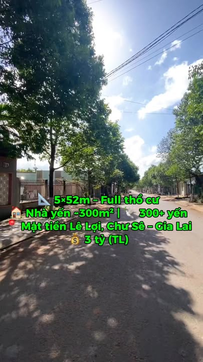 Đất thổ cư mặt tiền Lê Lợi, Chư Sê - 255m² - Sổ đỏ, Giá 1.85 tỷ