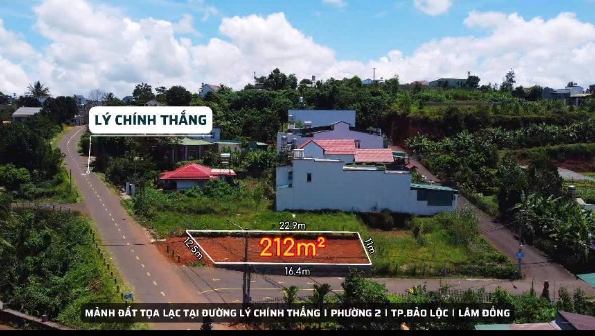 Đất Lô Góc 2 Mặt Tiền Lý Chính Thắng, Bảo Lộc - 212m² Sổ Hồng