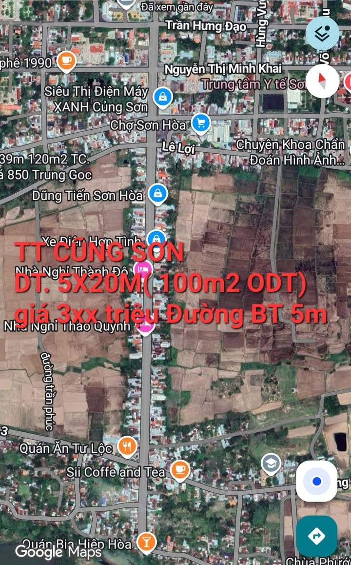 Đất nền Sơn Hòa, Phú Yên 100m² giá 300 triệu - Sổ đỏ chính chủ!