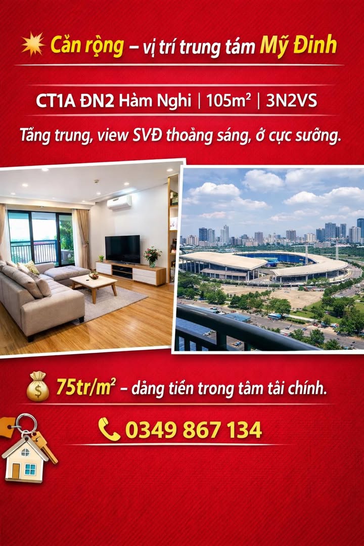 Căn hộ Mỹ Đình 105m² - View SVĐ thoáng, sẵn sàng ở ngay!