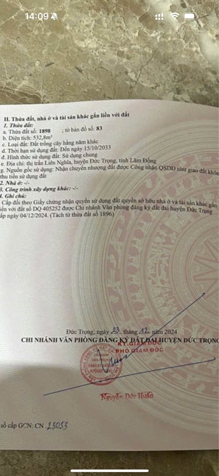 Bán đất 532m² Đức Trọng, Lâm Đồng - Giá 2.75 Tỷ, Sổ Đỏ Sẵn Sàng