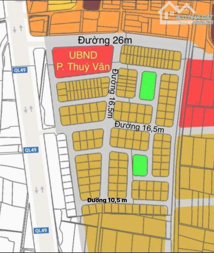 Đất Biệt Thự KQH Thuỷ Vân TD2, Huế - 298m² Sổ Hồng Chính Chủ