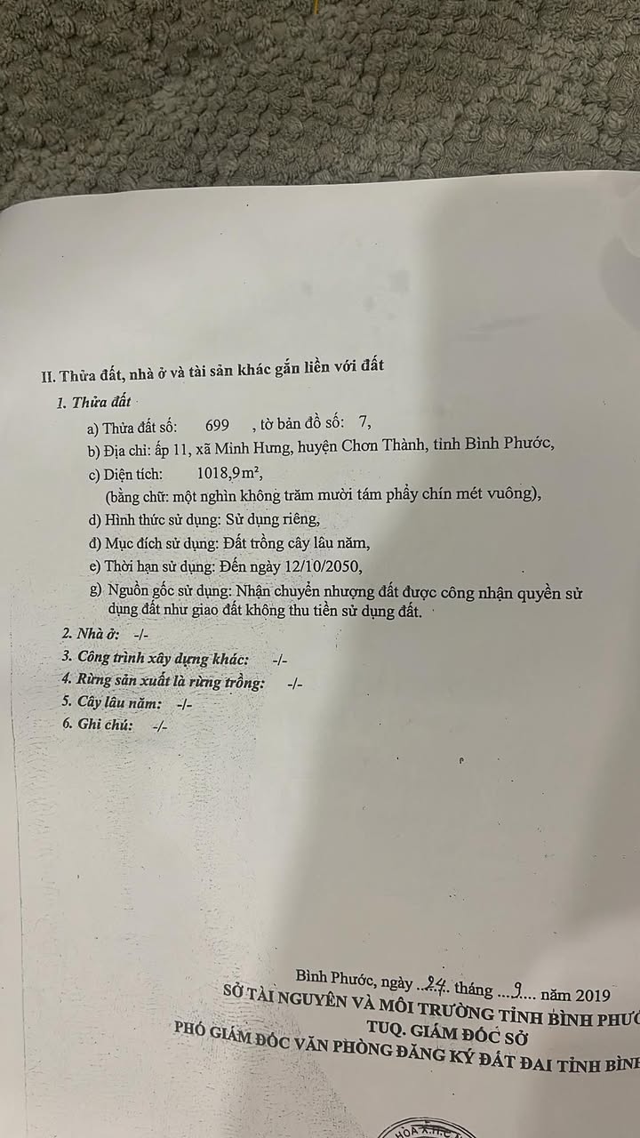Đất vườn Minh Hưng Chơn Thành 1000m² giá 500 triệu - Tiềm năng tăng giá