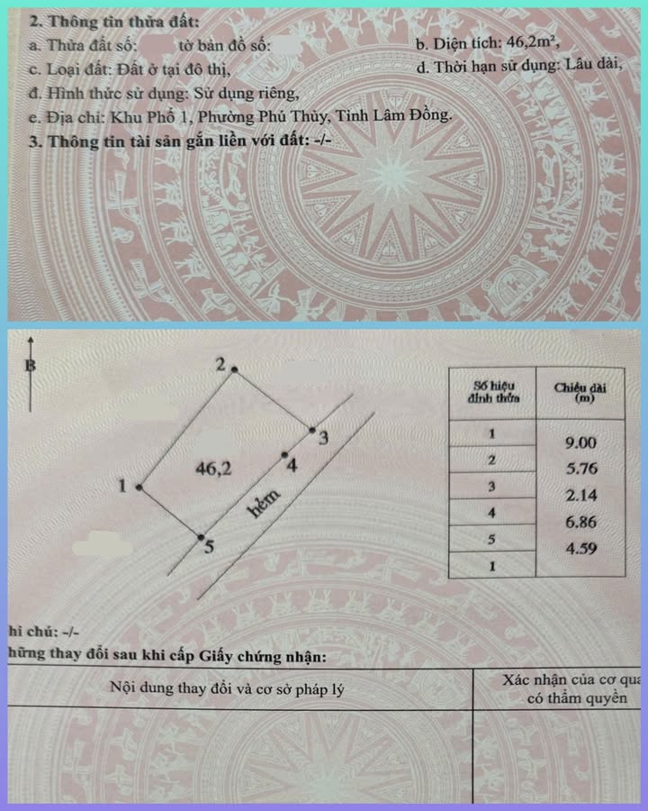 Đất Thổ Cư 46.2m² Đường Hoa Lâm, Phan Thiết - Giá Tốt 1.25 Tỷ