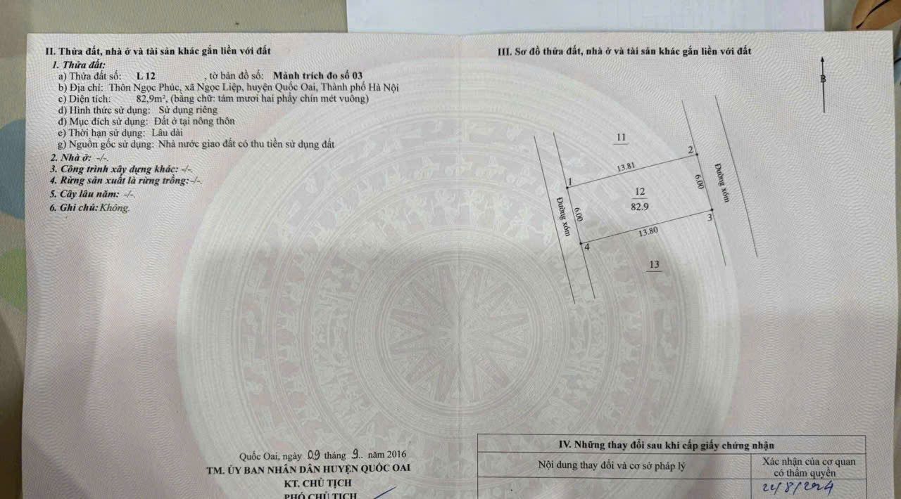 Đất nền Ngọc Phúc Quốc Oai 83m² - 2 mặt tiền, tiềm năng sinh lời cao!