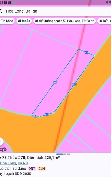 Đất Góc 2 Mặt Tiền 225m² - TP Bà Rịa - 2.49 Tỷ
