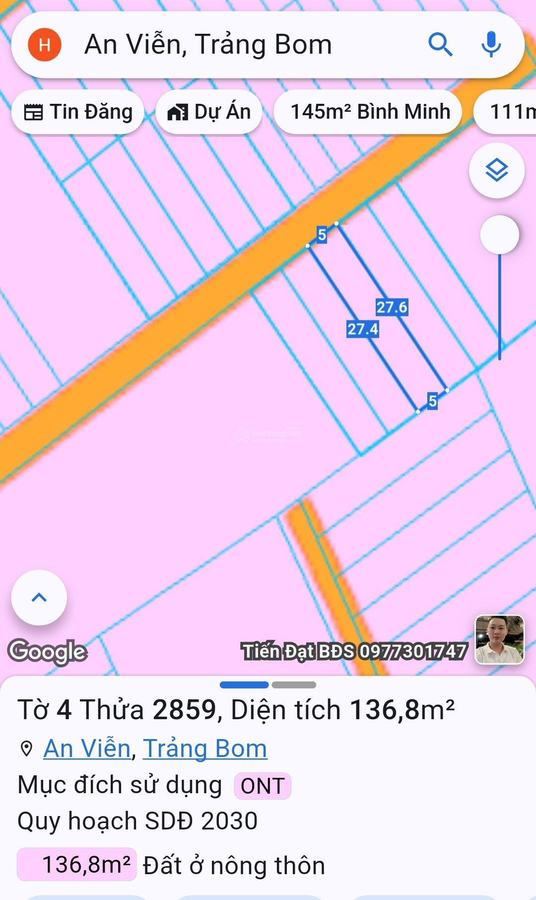 Đất nền An Viễn, Trảng Bom 136.7m² - Sổ đỏ chính chủ, tiềm năng sinh lời!