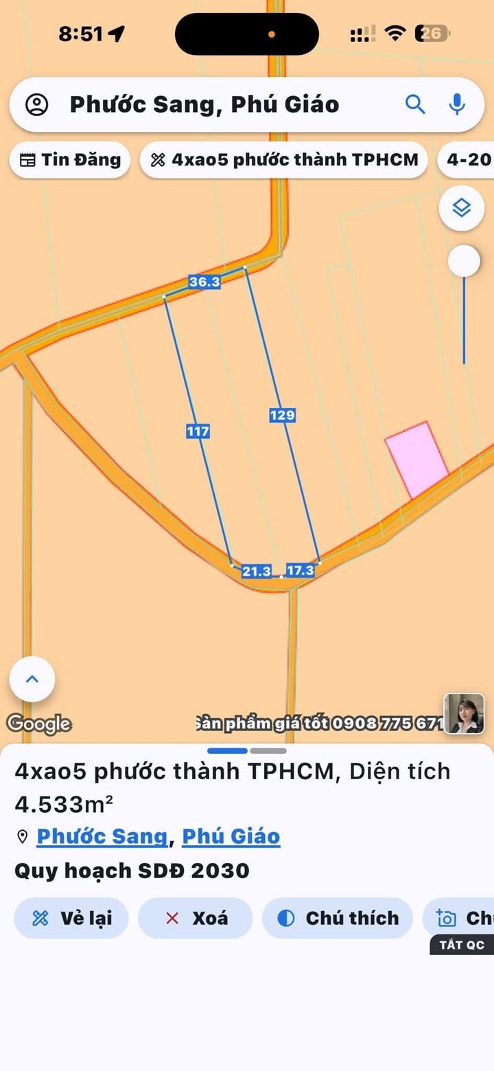 Đất Vườn Phú Giáo 4400m² - Mặt Tiền Đường DH504, Giá Đầu Tư 2 Tỷ