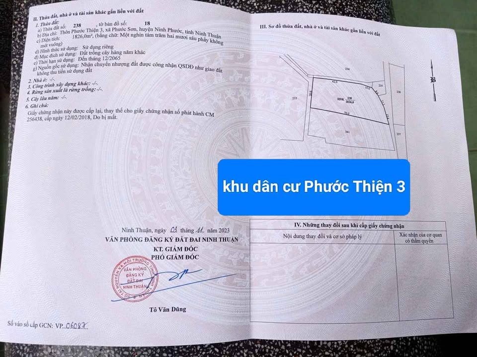 Đất nền Phước Hậu Ninh Phước 1826m² - Tiềm năng tăng giá!