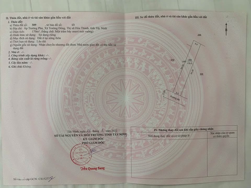 Đất nền Hòa Thành Tây Ninh 170m² giá 400 triệu - Sổ đỏ chính chủ