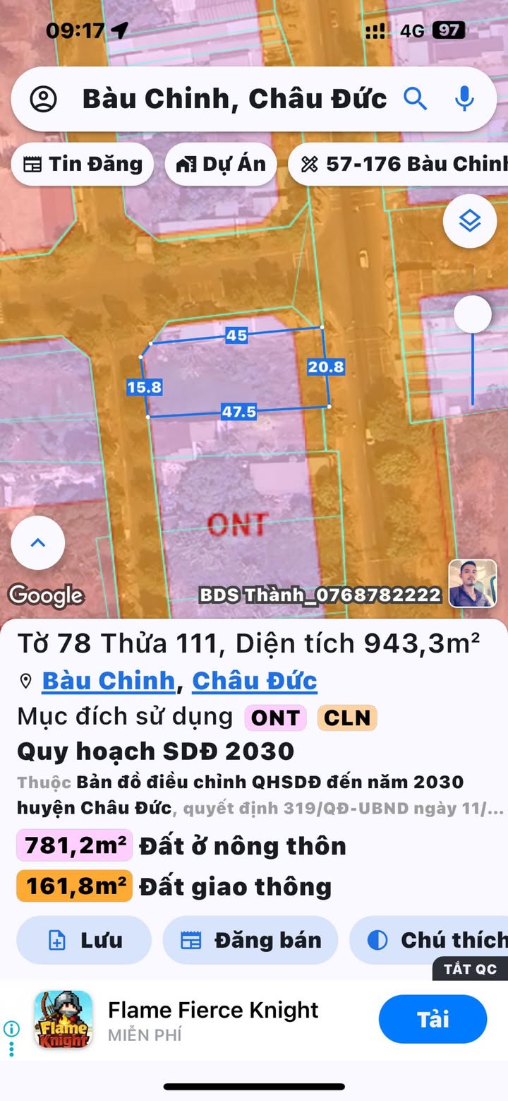 Đất Mặt Tiền QL56 Châu Đức - 187m², Sẵn Sàng Kinh Doanh