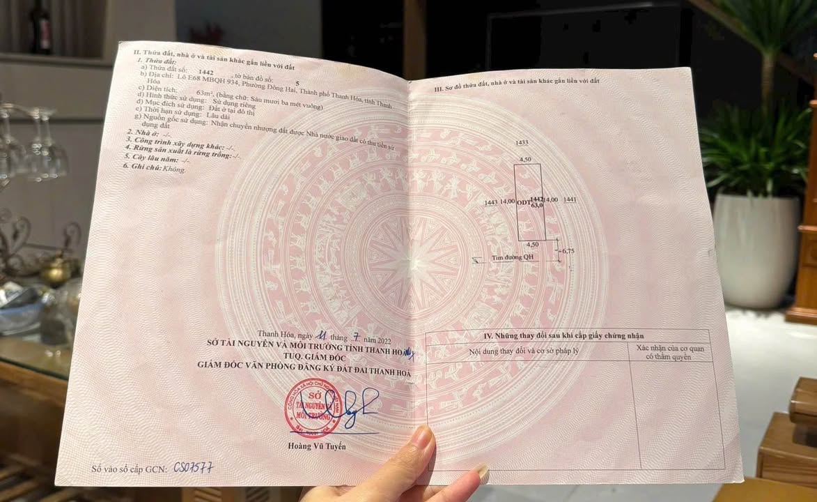 Đất Vàng Phường Đông Hải, TP Thanh Hóa - 63m² - Sổ Đỏ, Đối Diện UB TP