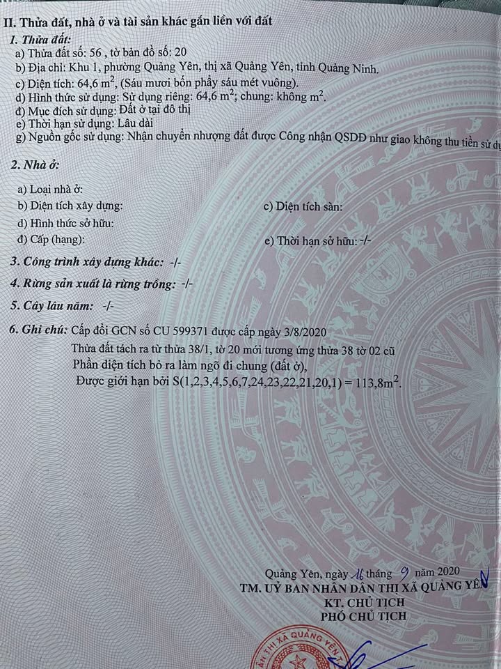 Đất nền Quảng Yên 64m² giá 1.3 tỷ - Sổ đỏ chính chủ