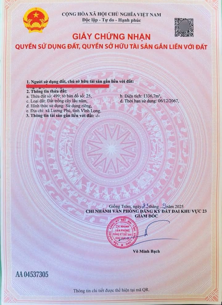 Đất mặt tiền Lộ Liên Xã Long Hồ 1337m² giá 2.35 tỷ - Sổ hồng sẵn!