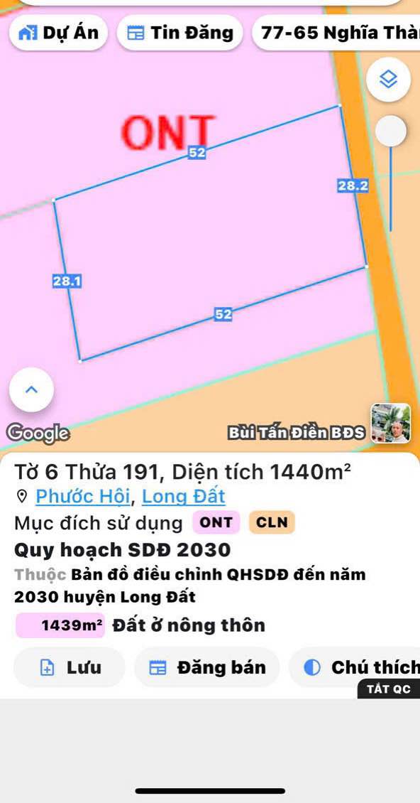 Đất Phước Hội Long Đất 1.440m² 3.9 tỷ - Đầu tư dài hạn