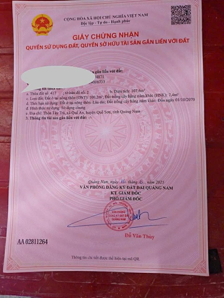 Đất nền 110m² Quế Sơn - Sổ đỏ sẵn, sát TT Đông Phú, giá 600 triệu