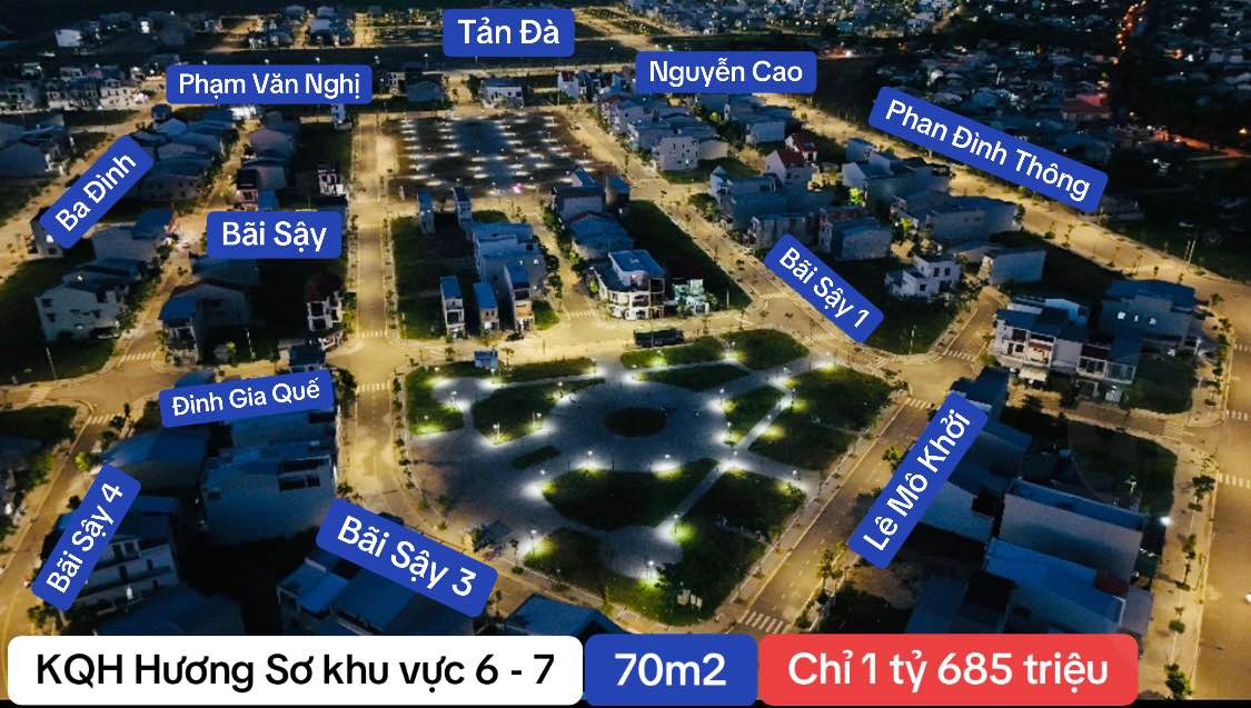 Đất nền KQH Hương Sơ Huế - Sổ đỏ sẵn sàng, giá từ 1.59 tỷ/lô 70m²