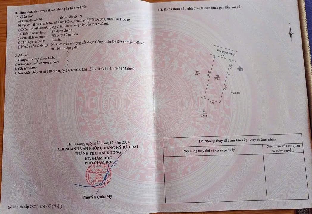 Đất nền Thanh Xá, TP Hải Dương 60m² giá 1.x tỷ - Tiềm năng tăng giá!