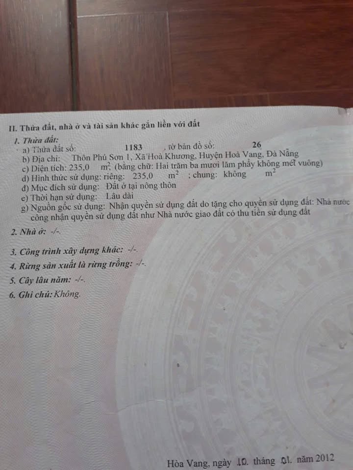 Đất nền Thôn Phú Sơn Hòa Khương 235m² - Xây Dựng Tự Do!