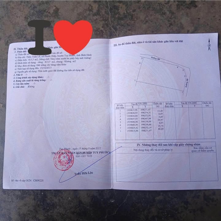 Bán đất Phước Hiệp Tuy Phước 814m² giá 1 tỷ - Sổ đỏ chính chủ