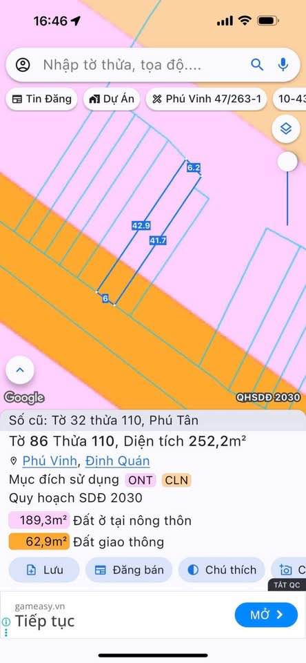 Đất nền Phú Vinh, Đồng Nai 252m² Sổ đỏ chính chủ, tiềm năng sinh lời!