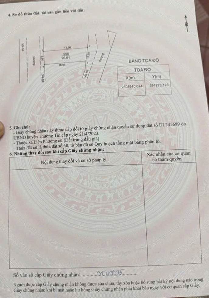 Đất nền Liên Phương, Thường Tín 96m² - Tiềm năng tăng giá vượt trội