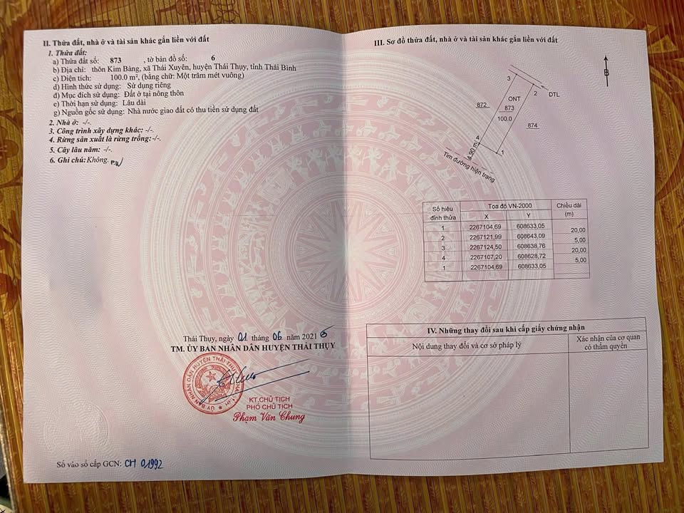 Đất nền Thái Xuyên 100m² giá 2 tỷ – Tiềm năng tăng giá vượt trội!